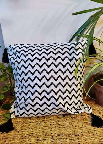 HomelyMess Black Aztec Block Print Cushion Cover