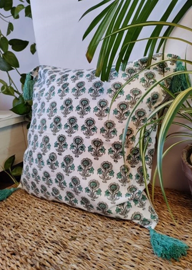 HomelyMess Wildflower Cuteness Block Print Cushion Cover