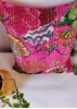 HomelyMess Pinkish Affair Kantha Stitch Cushion Cover