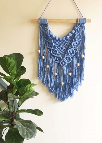 Homelymess Macrame Wall Hanging Denim Crisscross
