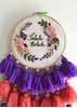 HomelyMess Purple & Peach Embroidered Tasseled Dreamcatcher