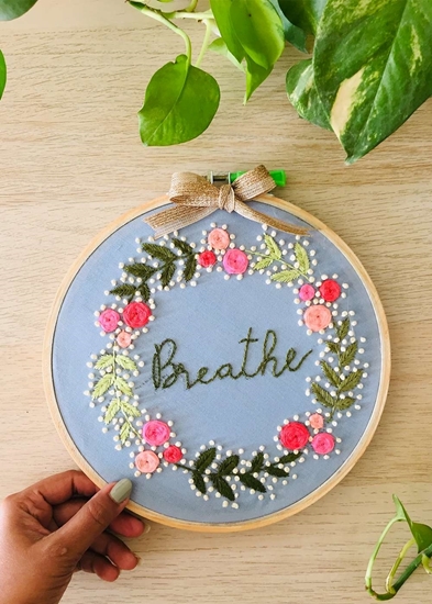 HomelyMess Breathe Embroidered Hoop with bow