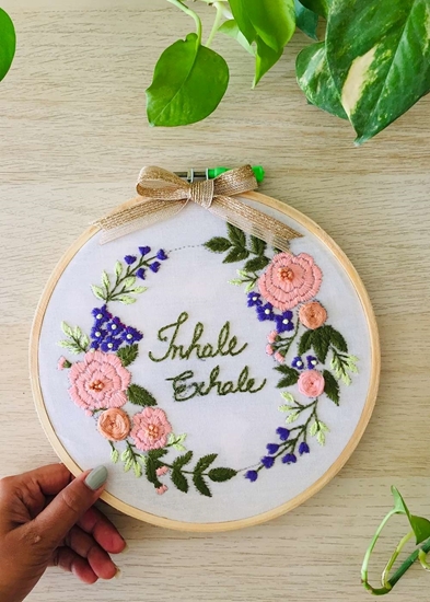 HomelyMess Inhale-Exhale Embroidered Hoop with bow