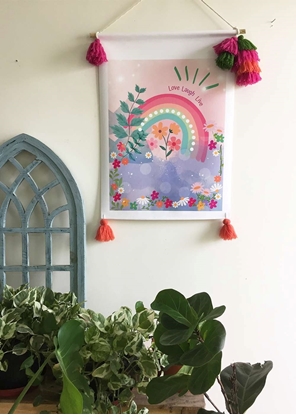 Homelymess Wall Canvas Tapestry Love Laugh Live	