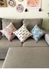 HomelyMess Pastel Blooms Block Print Cushion Cover